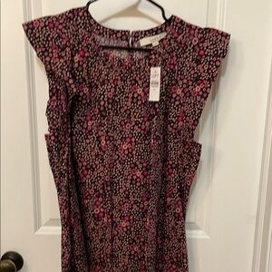 Floral Print Women's Top - Pink and Black